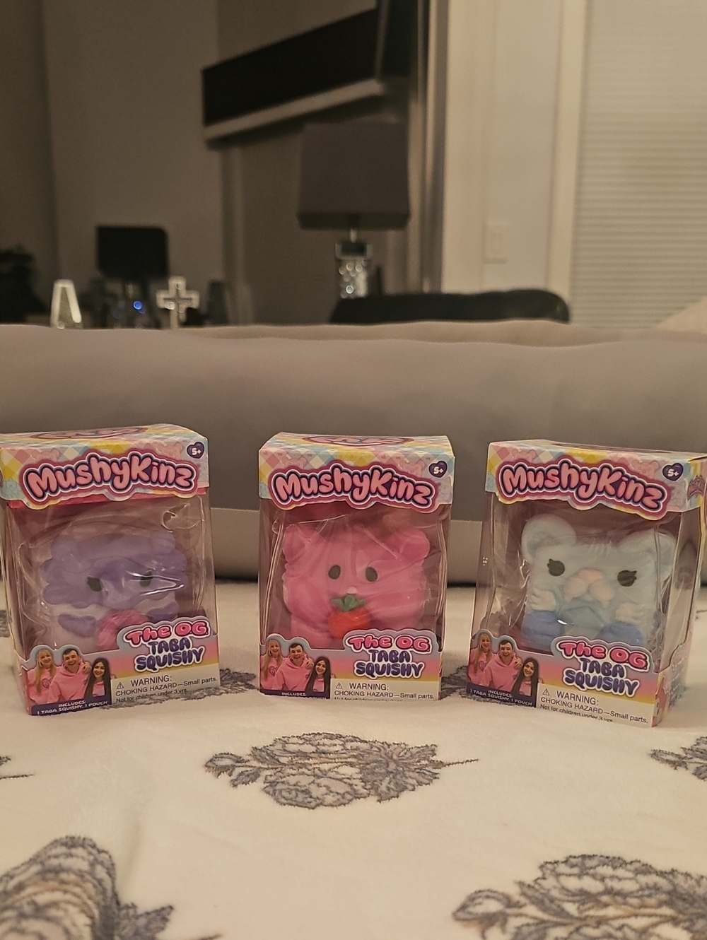 SET OF 3- MUSHYKINZ Squishy Toy - Pink, Purple, Blue THE OG TABA SQUISHY!